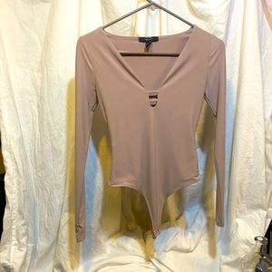 Forever 21 tan long sleeve body suit size can